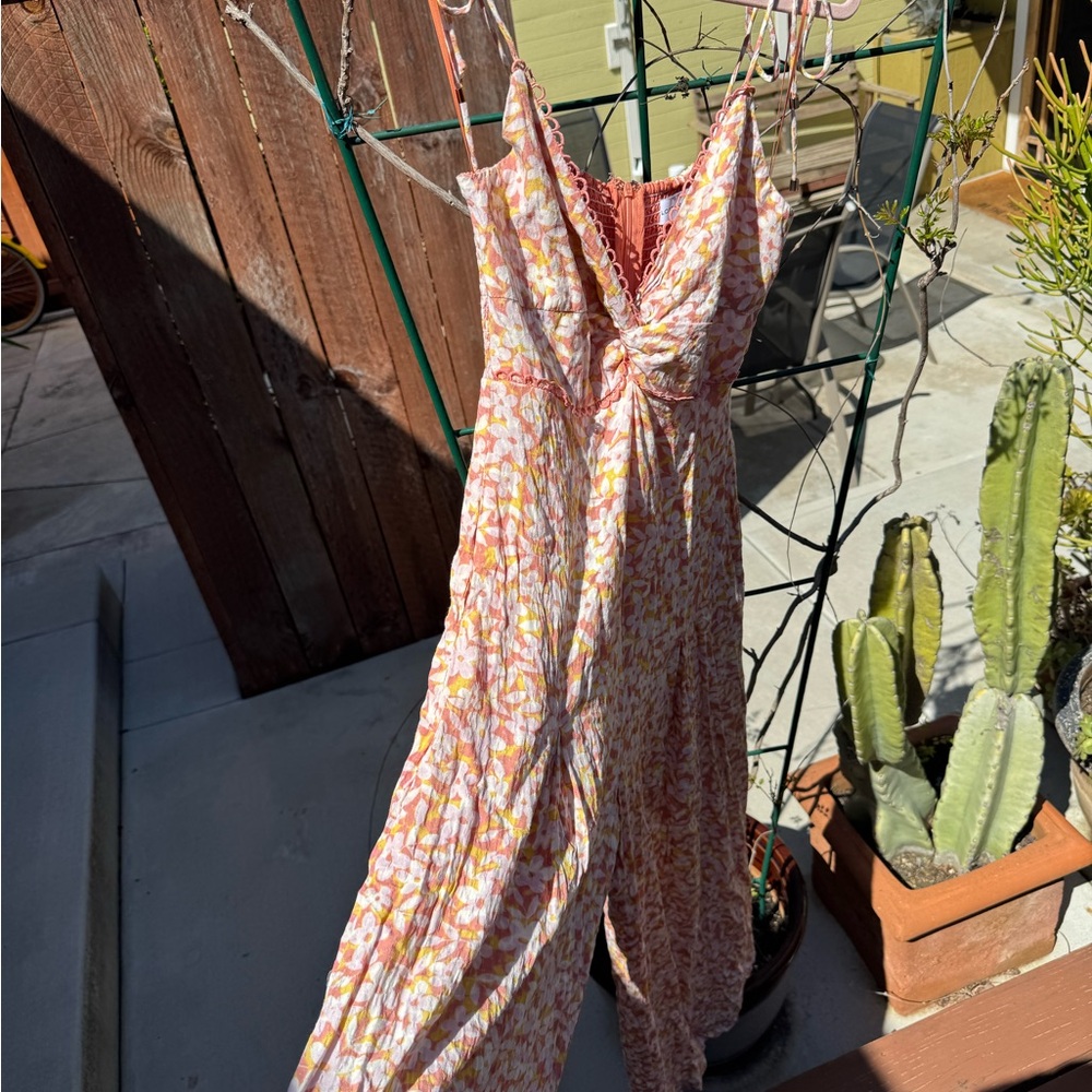 Lost + Wander Pink and White Wide Leg Jumpsuit - Picture 3 of 7